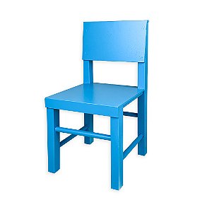 Cadeira Cadeirinha Banco Infantil em Madeira Brinquedo 45cm Azul