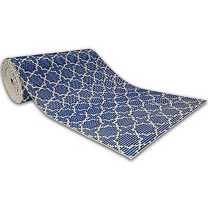 Tapete Passadeira Emborrachada Antiderrapante 65cm Azul Azulejo