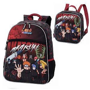 Kit Mochila e Lancheira Escolar Naruto Akatsuki Rising 978J