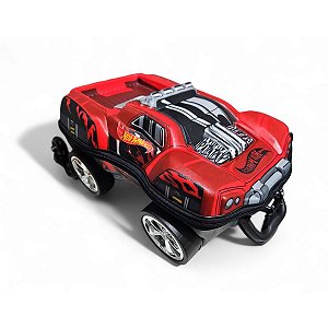 Mochila 3D c/ 3 Rodinhas Carrinho Hot Wheels Red Dawgzilla