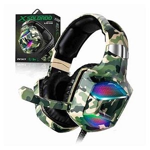 Headset Gamer Camuflado 7.1 Surround Drive Stereo Super Bass Microfone Articulado p/ PS4 PC Celular XSoldado GH-X2700