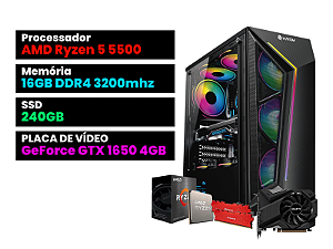 PC Gamer Ryzen 5 5500 + GTX 1650 4GB + 16GB Ram + GB1713
