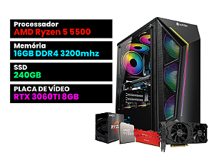 PC Gamer Ryzen 5 5500 + RTX 3060TI 8GB + 16GB Ram + GB1713