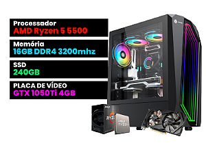 PC Gamer Ryzen 5 5500 + GTX 1050TI 4GB + 16GB Ram + GB1711