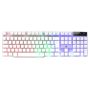 Teclado Semi Mecânico Rise Mode G1 Rainbow C/Fio Branco - RM-TG-01-FW