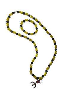 KIT CORDÃO E PULSEIRA AMARELO E PRETO