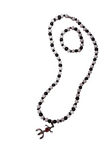 KIT CORDÃO E PULSEIRA PRETO E BRANCO