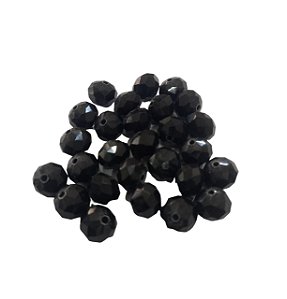 CONTA 10 MM PRETA FACETADA ACHATADA