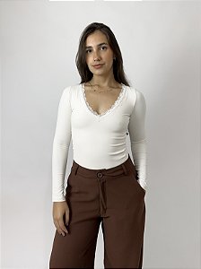 Blusa Manga Comprida Renda Naya