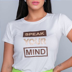 Camiseta T-Shirt Feminina Speak Your Mind - Off White