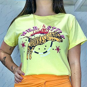 Camiseta T-Shirt Feminina Wild Style - Amarela