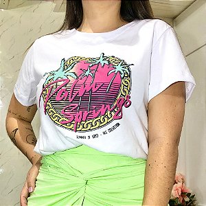 Camiseta T-Shirt Feminina Palm Springs - Branca