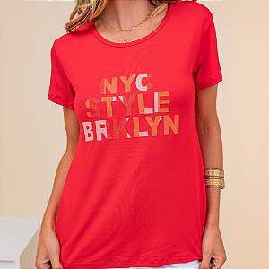 Camiseta T-Shirt Feminina NYC Style - Vermelha