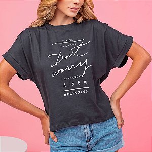 Camiseta T-Shirt Feminina Don't Worry - Preta