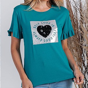 Camiseta T-Shirt Feminina Self Love - Verde Jade