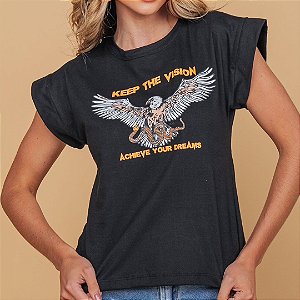 Camiseta T-Shirt Feminina Águia - Preta