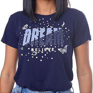 Camiseta T-Shirt Feminina Dream - Azul Marinho
