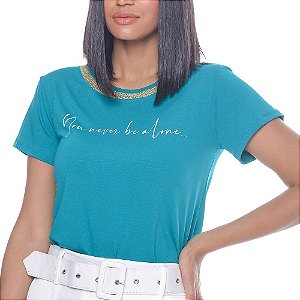 Camiseta T-Shirt Feminina You Never be Alone - Verde Jade