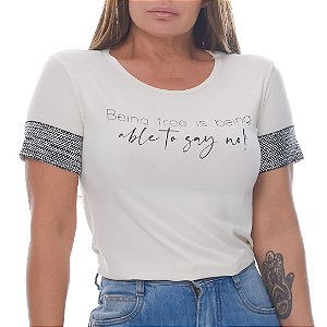 Camiseta T-Shirt Feminina Being Free - Off White