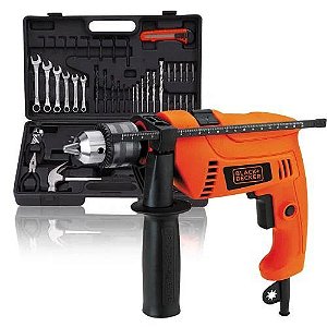 Furadeira De Impacto 1/2  Black + Decker Hd565k Com Kit Box Ferramentas 550w