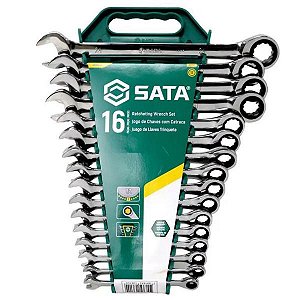 Jogo de Chaves Combinada Catraca SATA 8 - 24MM 16 PCS ST08034L