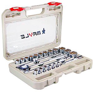 Jogo de Soquetes Estriados de 1/2 Pol + Maleta Com 23 Peças MAYLE 110023