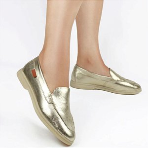 Sapato Bottero em Couro Ref. 360801 Metalizado Roma Dourado