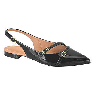 Sapatilha Slingback Vizzano Ref. 1206.296 Cabedal Verniz Premium Cor: Preto