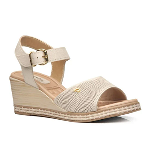Sandália Pegada Anabela Ref. 233902-07 Burnished Cor: Linho