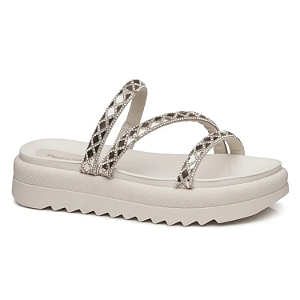 Chinelo Papete Pegada Feminina Branco com Tira Strass 234453-01