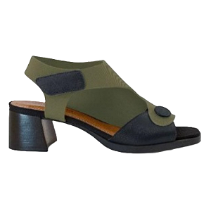 Sandália Confortaria Ref. L.770.000 Risca Preto Confortaria em Couro e Neoprene Cor: Preto / Verde
