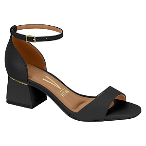Sandália Vizzano Ref. 6428.143 Salto Bloco Médio Cabedal Pelica Preto
