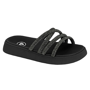 Tamanco Molekinha Papete 2358.108 Cabedal Textil Strass Black Diamond