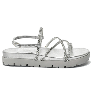 Sandália Via Marte Ref.102-007-01 Cab Sintético Cor: Prata