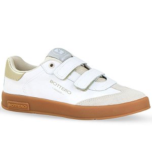 Tênis Bottero Ref. 364908 em Couro Cor: Branco Dourado Marfim