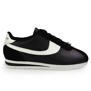 Tênis Cravo e Canela Ref. 3221.1606 em Couro Soft Preto/Branco