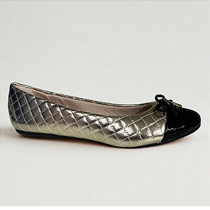 Sapatilha Sua Cia Ref. 8303.15329 Matelasse/Verniz Molhado Ouro Light Preto