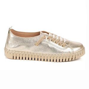 Tênis Bottero Ref. 369504 em Couro Metalizado Roma Dourado