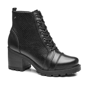 Bota Pegada Feminina Coturno 281312-02  em Couro Snake/Stretch Preto
