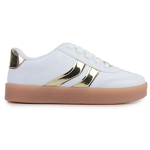 Tênis Casual de Menina Molekinha Teen Ref. 2582.102 Cor: Branco / Dourado