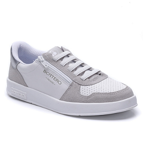Tênis Feminino Bottero Ref. 364902 em Couro Metalizado Roma Sport Branco / Cinza