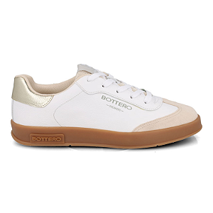 Tênis Feminino Bottero Ref. 364905 em Couro Metalizado / Sport Marfim / Branco / Dourado