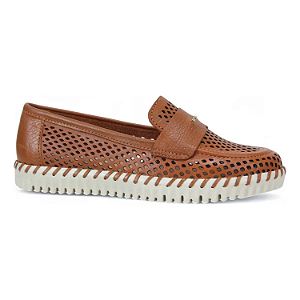 Tênis feminino em couro Bottero Ref. 374104 em couro Burnish Cor: Caramelo