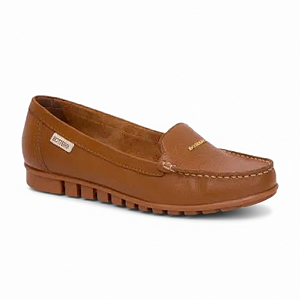 Sapato Feminino Mocassim Bottero Ref. 354007 em Couro Burnish Cor: Caramelo