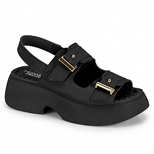 Sandália Feminina Modare Ref. 7210.208 Cabedal Sint. Napa Floather Nature Cor: Preto