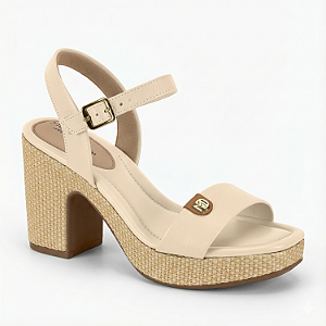 Sandália Modare Ultra Conforto Ref. 7203.111 Cabedal Napa Floather Nature Cor: Creme / Camel