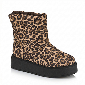 Bota Feminina Cano Médio Vizzano Multi Camel Cetim Onça Miami - 3110.100