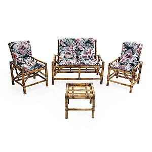 Sofá de bambu Jogo completo poltronas cadeiras móveis para área jardim  varandas sacadas (cores variadas)