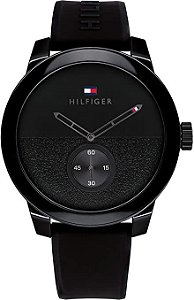 Relógio esportivo Tommy Hilfiger masculino de plástico de quartzo e pulseira  de silicone, cor: preto (modelo: 1791802) - Gorillaitech