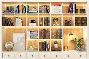 Super - Biblio CS06 Branco e Madeira